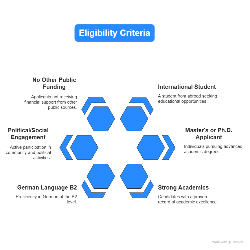 infographic eligibility requirements for the Rosa Luxemburg Scholarship.